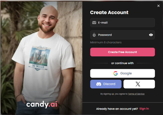 Create Candy sign up