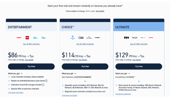 Direct TV Stream plan