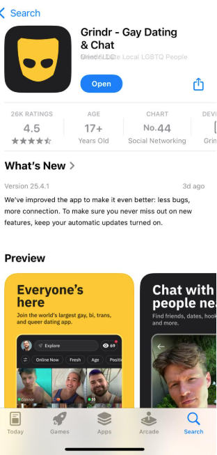 Grindr app For iOS devices