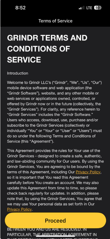 Grindr's Terms of Service
