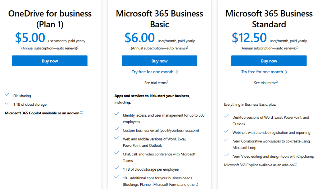 Microsoft Business Plans