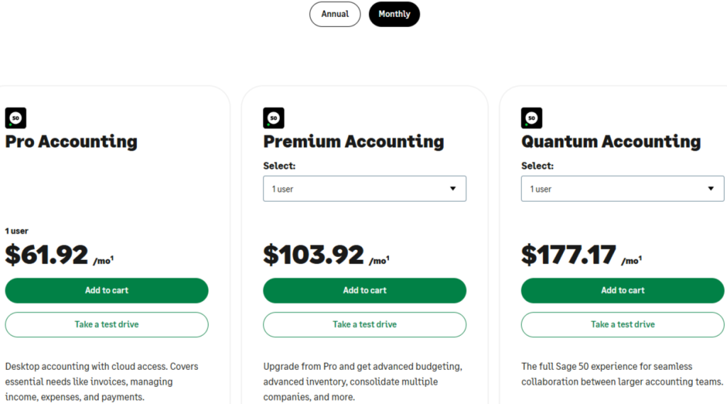 Sage 50 Pricing Plans