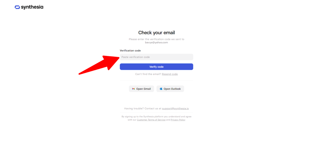 Synthesia Verify Email