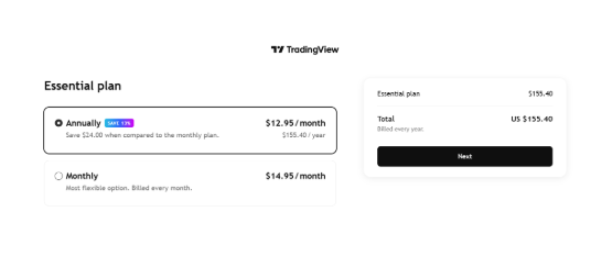 TradingView essencial plan