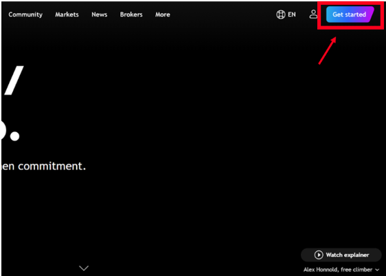 TradingView get started button