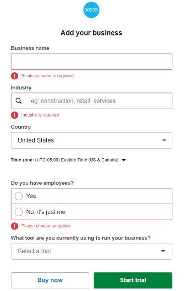 Xero Start Trial