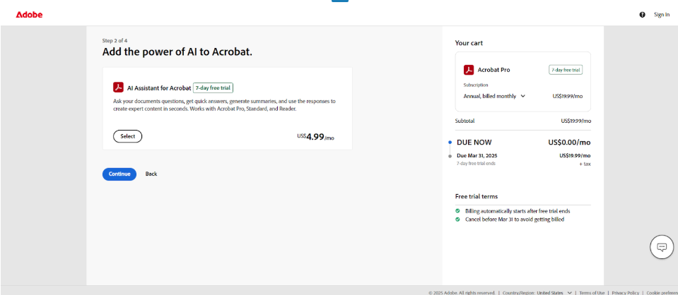 customize your Acrobat plan