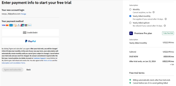 Adobe Checkout Page