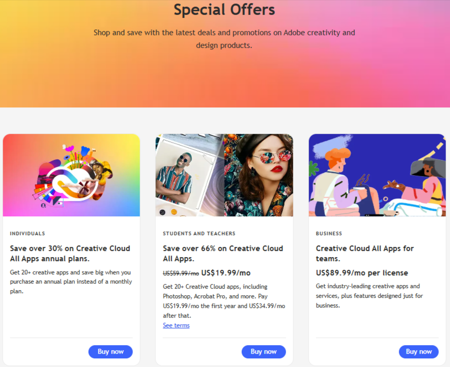 Adobe Offers and Discounts