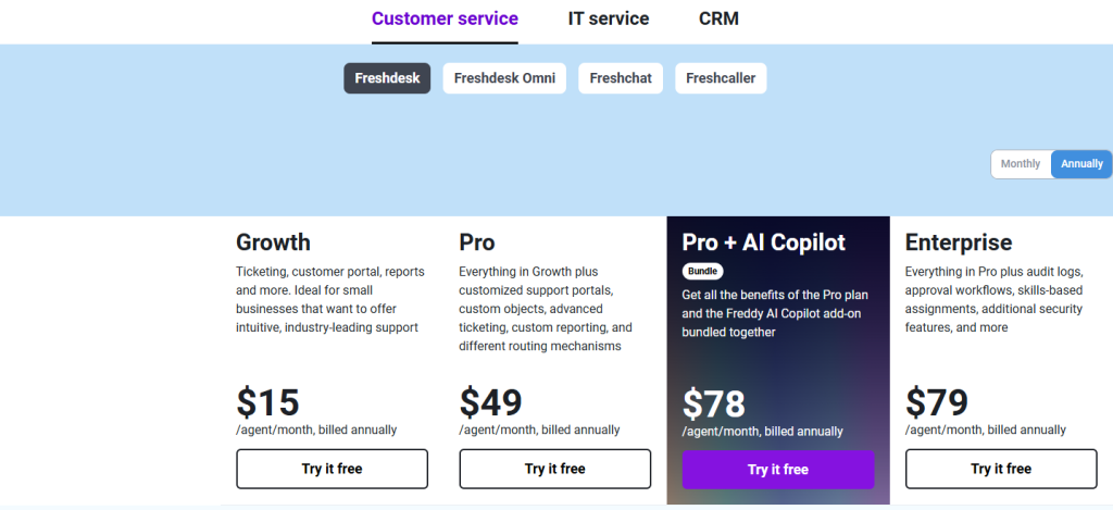 Freshdesk Pricing Plans
