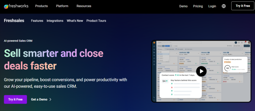 Freshsales homepage