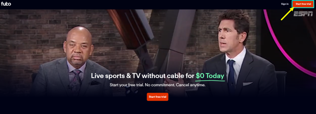 Fubo TV Homepage