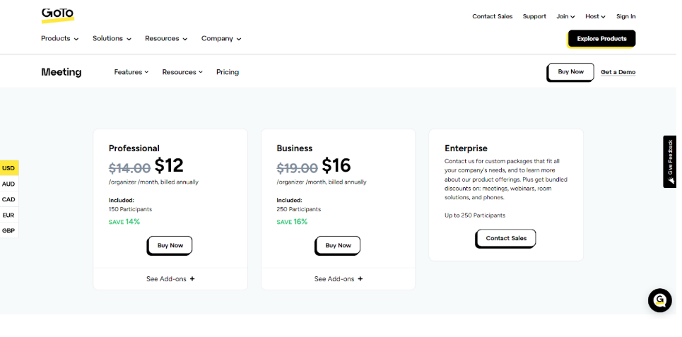 GoTo Meeting Pricing & Plans