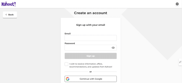 Kahoot Account Creation