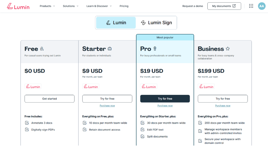 Lumin Pricing & Plans