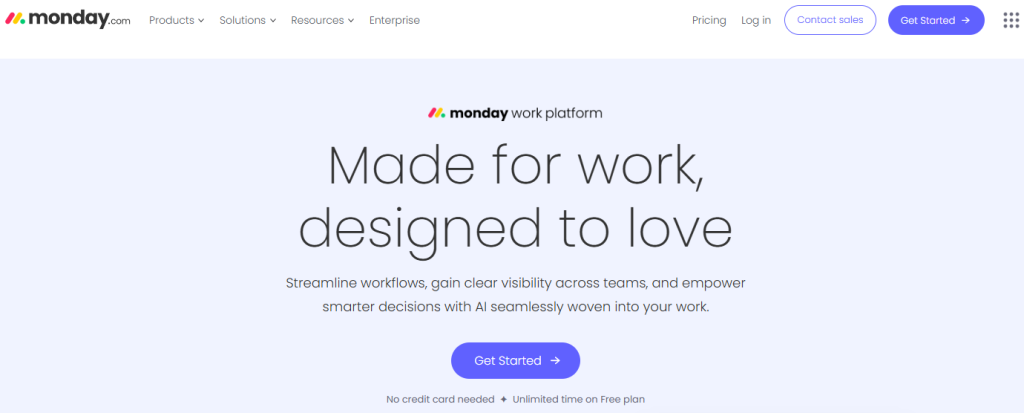 Monday.com homepage
