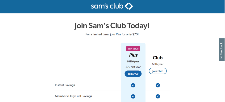 Sam’s Club Plus membership