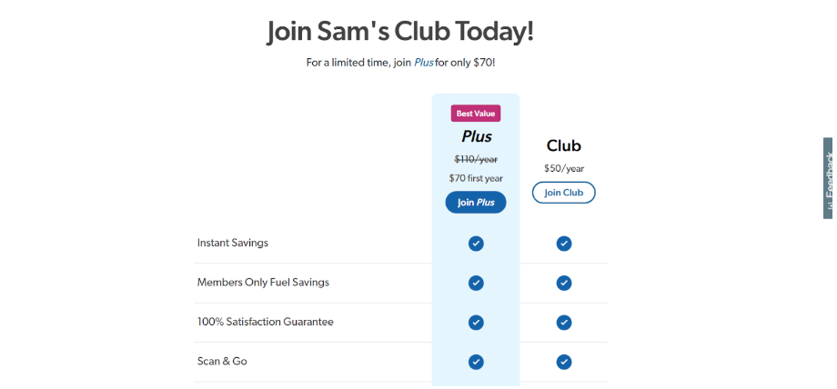 Sam's Club Pricing & Plans