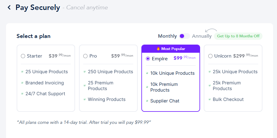 Spocket Free Trial Plans