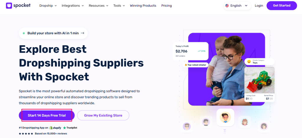 Spocket Homepage