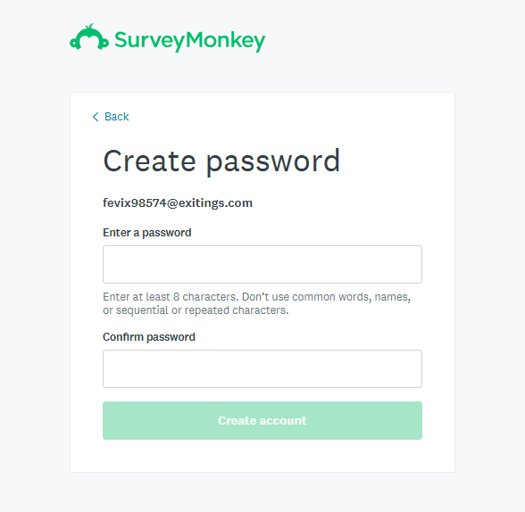 SurveyMonkey create-password page