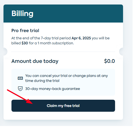 claim Lumin 7 Day free trial button