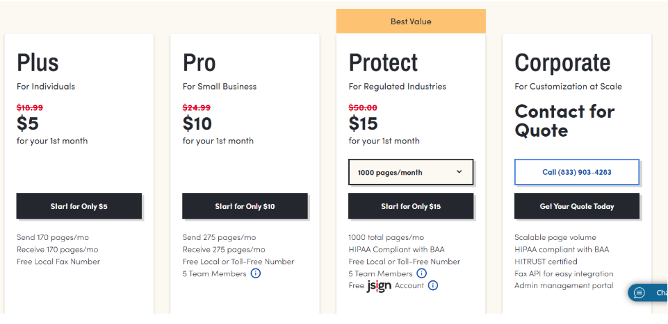 eFax Pricing & Plans