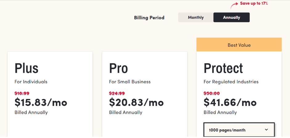 eFax discount on the Protect plan