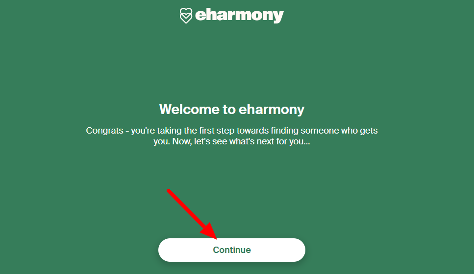 eHarmony Welcome Page