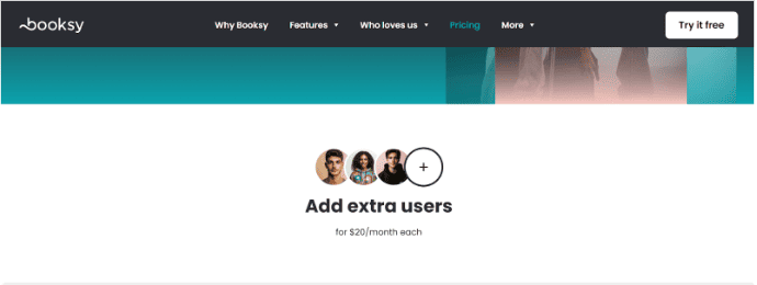 Booksy Per month extra charges