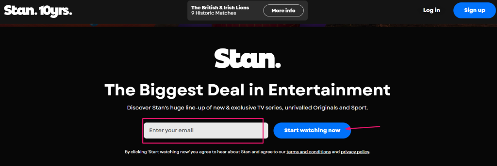 Click the "Start Watching Now" button