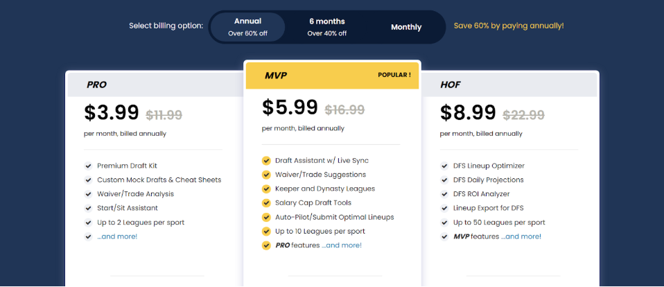 FantasyPro Annual pricing