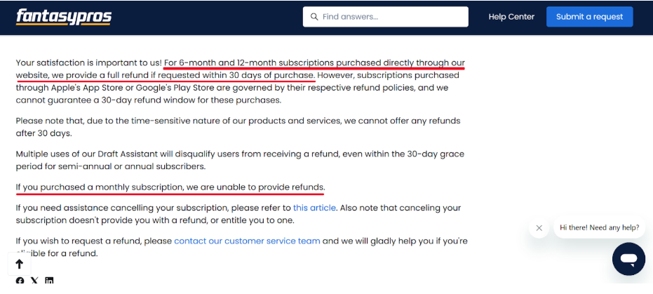 FantasyPros refund