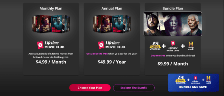 Lifetime Movie Club plans