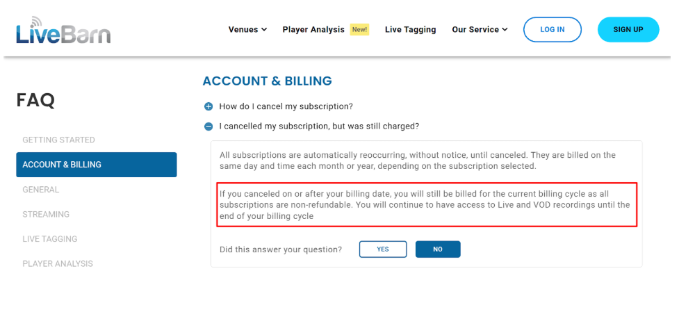 LiveBarn Refund