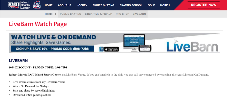 LiveBarn Watch page
