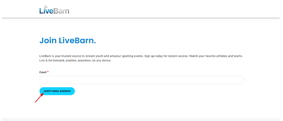 LiveBarn’s Email varification