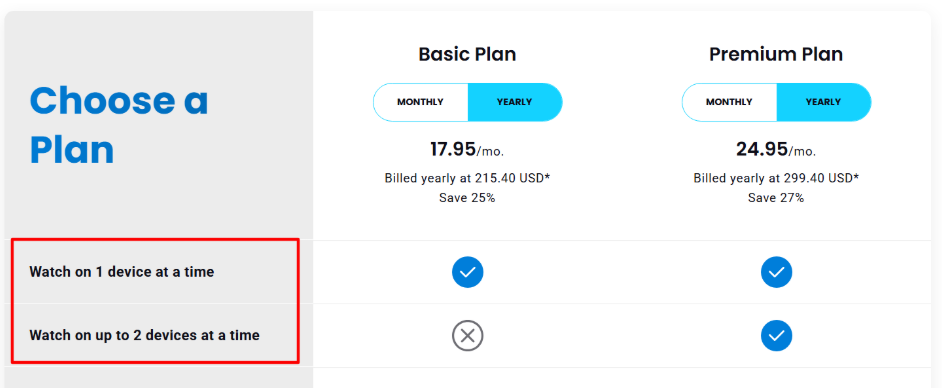 LiveBarn’s pricing plans
