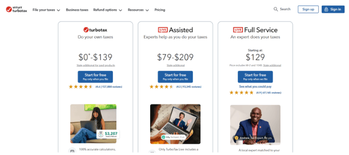 TurboTax offers Live Assisted plans