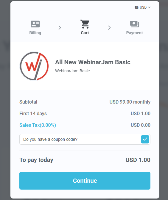 WebinarJam Checkout Page