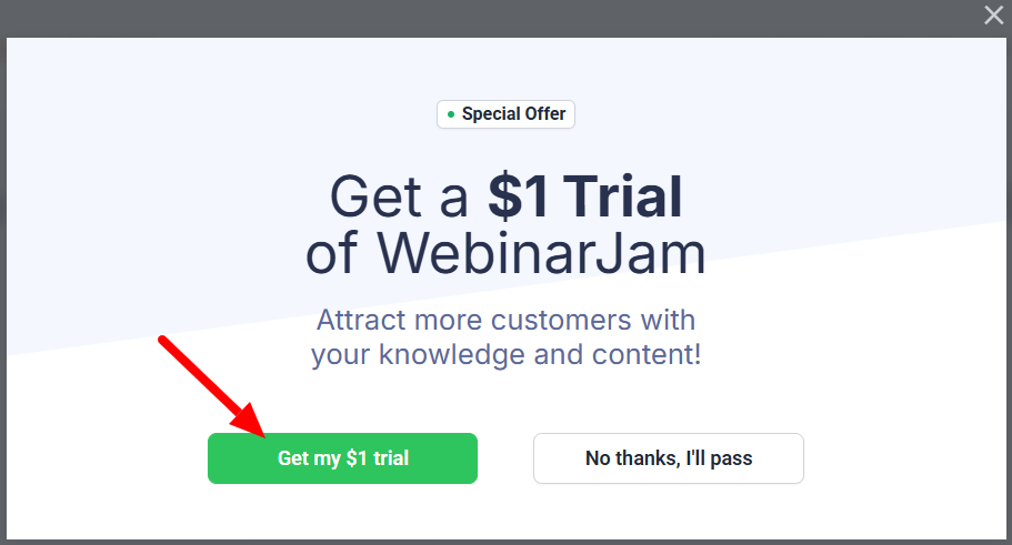 WebinarJam Free Trial Prompt