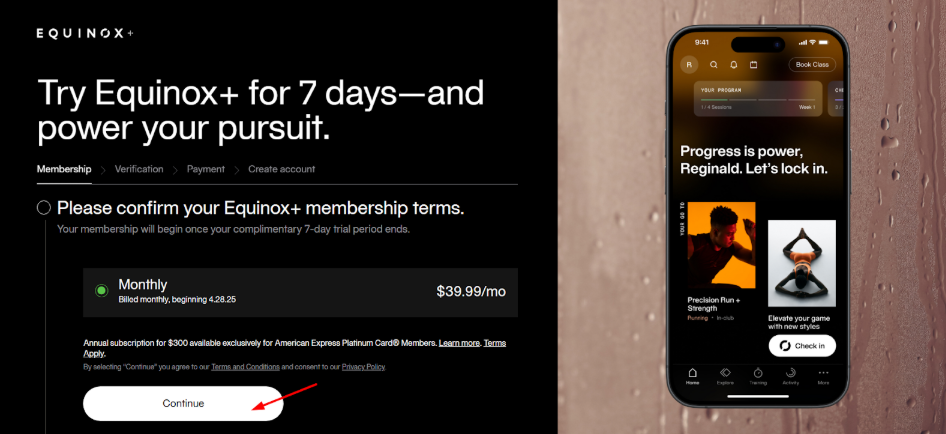 official free trial page of Equinox+
