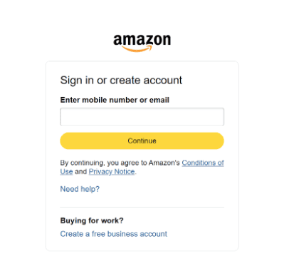 Amazon Prime signup page