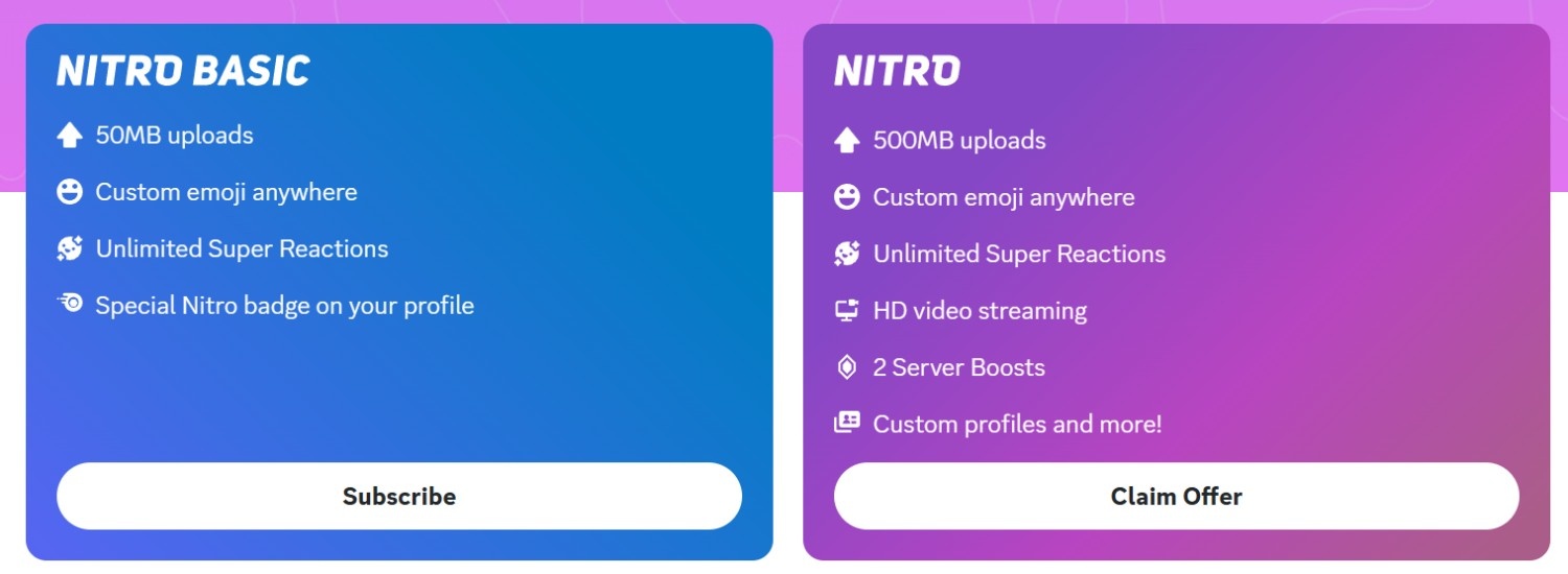 Discord Nitro pricing plan