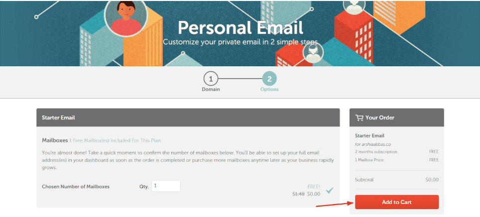 Namecheap Add to cart option