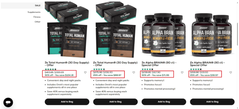 Onnit sale page