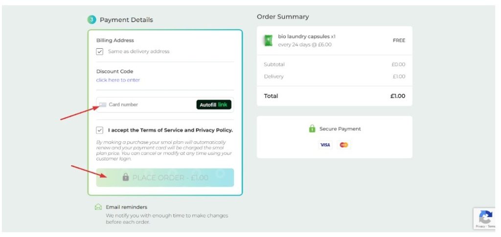 Enter your credit card information