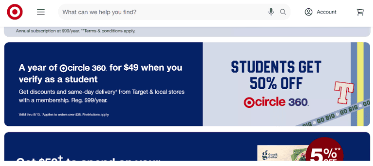Target Circle 360 Student discount Target Circle 360 Student discount