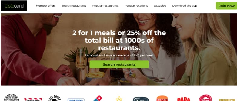 Tastecard official website