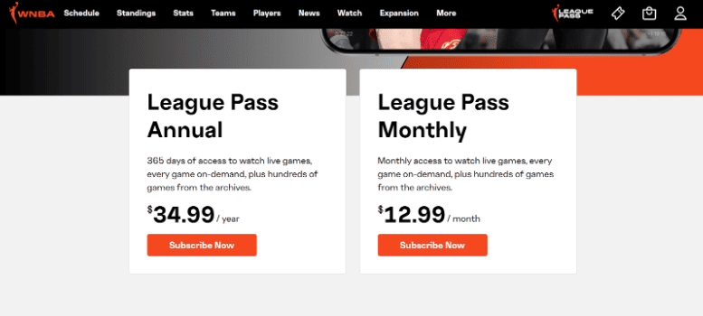 WNBA League Pass Pricing & Plans